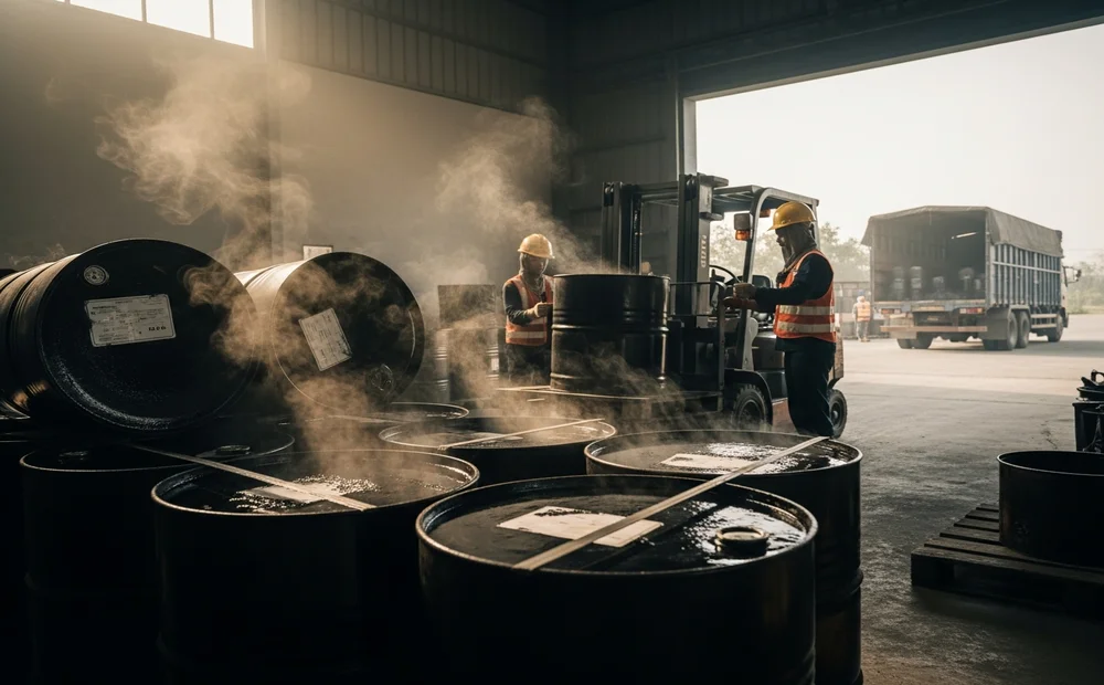 Aspal cair kemasan drum untuk perbaikan dan pelapisan jalan