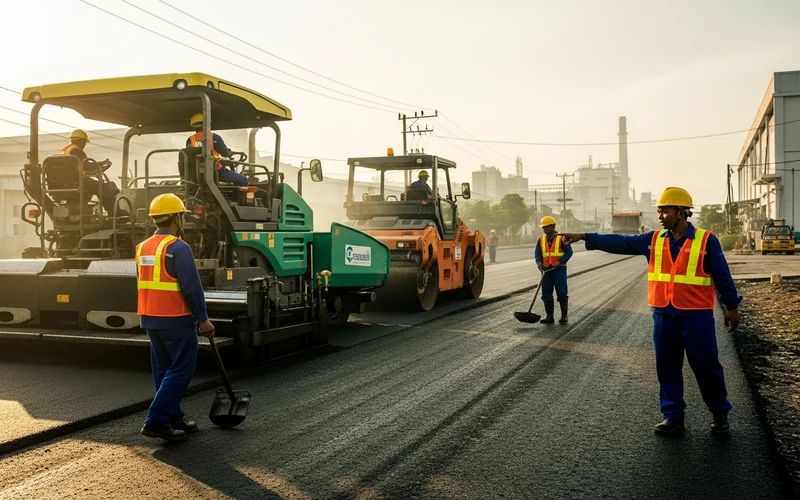 Proses pengaspalan yang efisien untuk memberikan harga jasa pengaspalan terbaik di Cirebon.