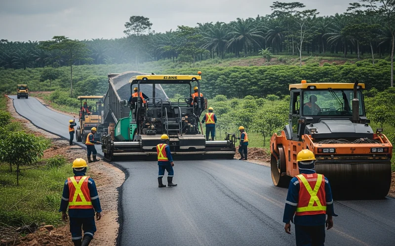 Tim jasa pengaspalan Majalengka sedang memperbaiki jalan lingkungan desa agar bebas becek.