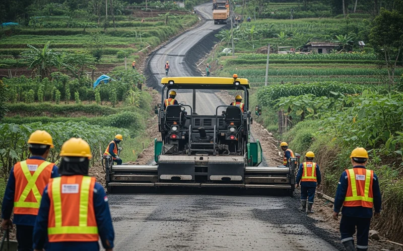 Perbaikan jalan rusak di pedesaan wilayah Sukabumi yang dilakukan oleh Jasa Pengaspalan Sukabumi