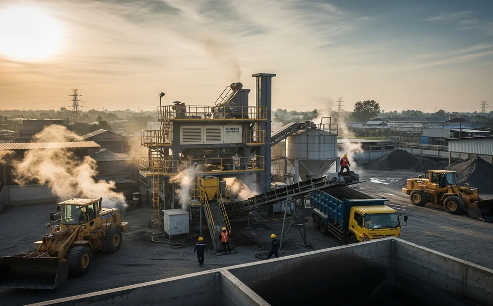 Tempat produksi aspal hotmix dengan kapasitas produksi besar Pabrik Aspal Serang.
