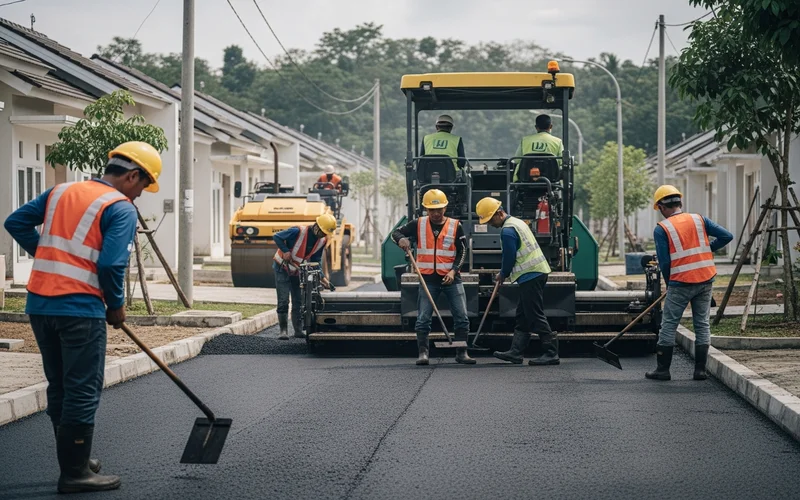 perbaikan jalan pemukiman di wilayah Sukabumi yang ditangani langsung oleh Jasa Pengaspalan Sukabum.