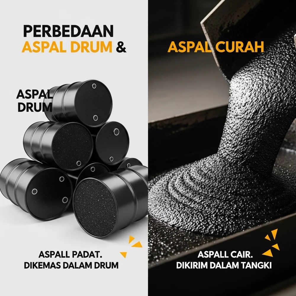 Aspal Cair VS Aspal Drum beserta perbedaannya.