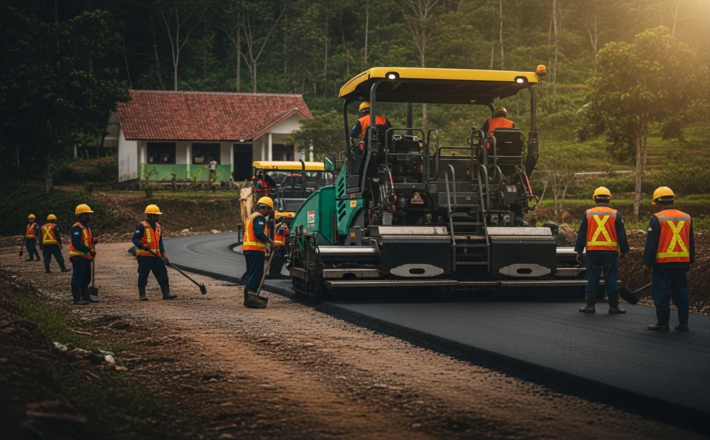 Hasil pengaspalan jalan di area Bandung dengan aspal dari pabrik aspal Bandung.