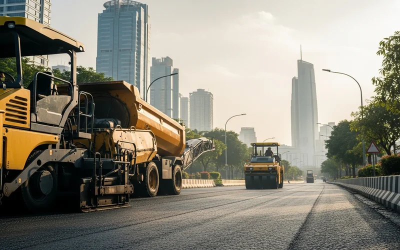 Titik-titik kerusakan dan retakan yang ditangani oleh jasa perbaikan jalan profesional.