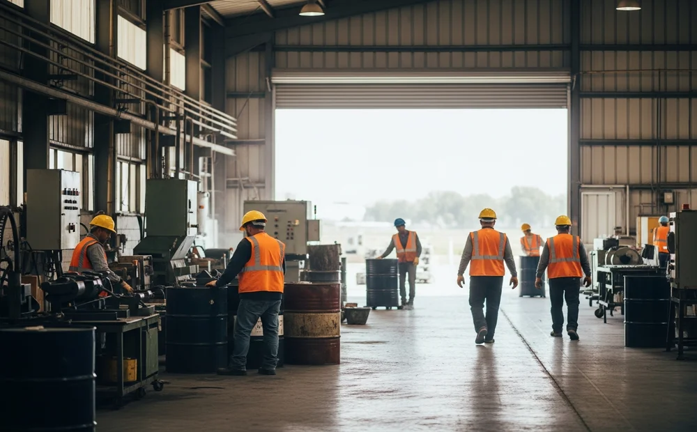 Aktivitas produksi aspal di pabrik aspal Bandung