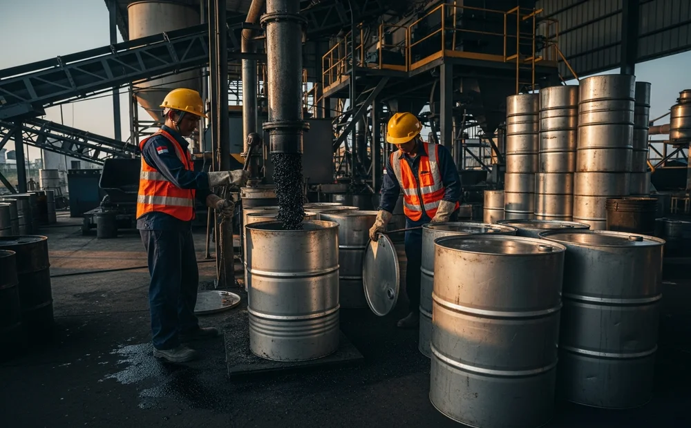 Pabrik tempat produksi aspal di Bogor dengan produksi aspal skala besar untuk proyek profesional