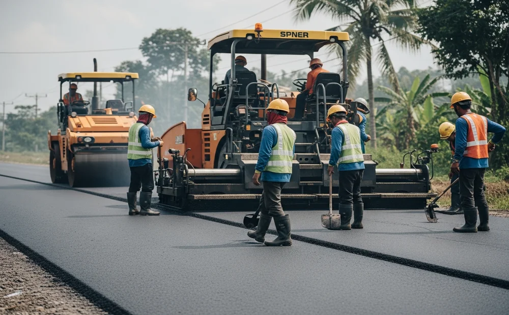 Hasil pengaspalan jalan dengan menggunakan suplai aspal dari pabrik aspal Sukabumi