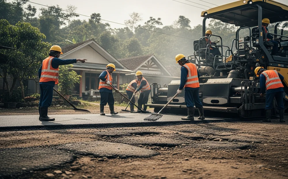 perbaikan akses jalan desa oleh Jasa Aspal Jalan