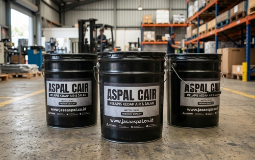 harga aspal cair cocok untuk mengaspal atau menambal atap dak.