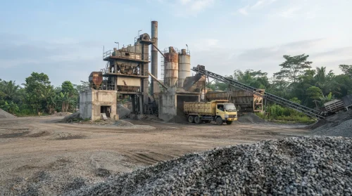 Area agregat dengan AMP utuh di pabrik aspal Purwakarta